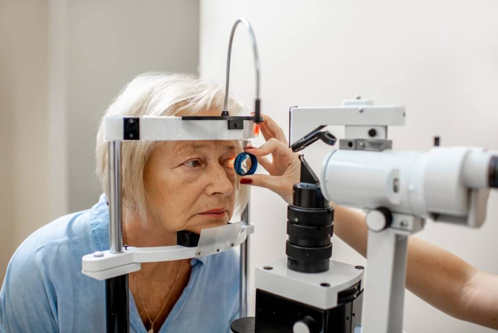 Senior woman during a medical eye examination